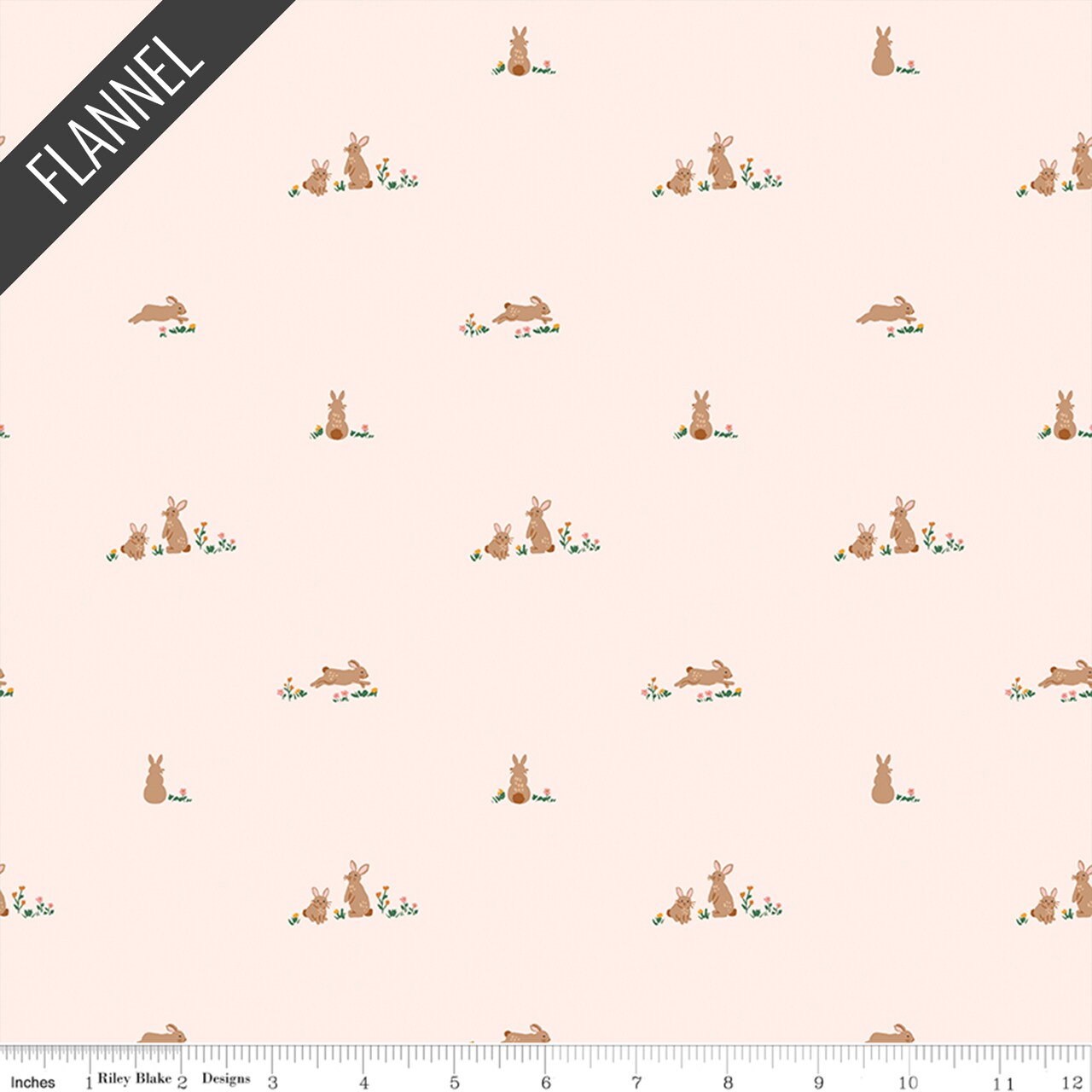 Sweet Cotton Tales Flopsy Fields Flannel in Blush (f17509-blush) | Designer Flannel | Riley Blake Designs | Riley Blake